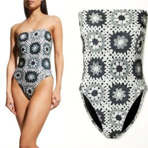 Norma Kamali Women’s Low Back X Mio-Grey Crochet One-Piece Swimsuit Size XS
